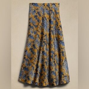 BANANNA REPUBLIC SLIP MIDI Skirt in Blue and Gold